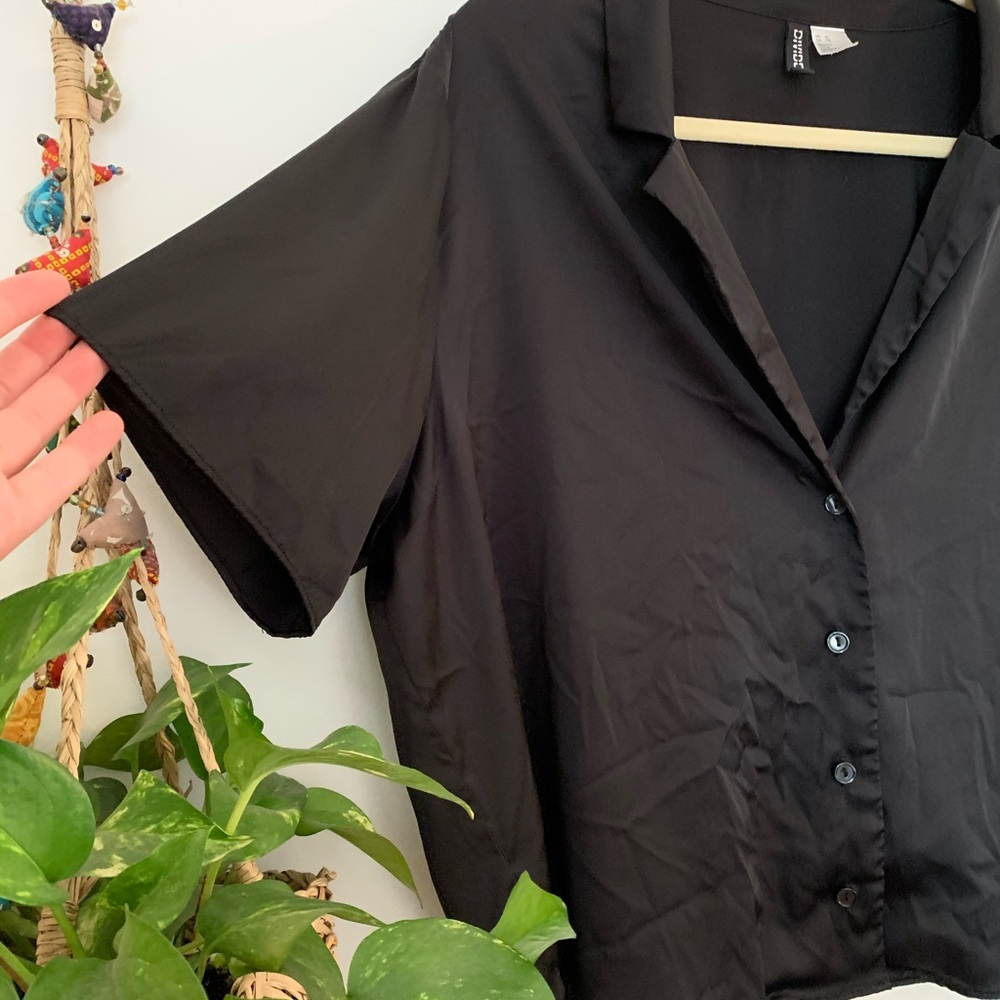 Silky Black Button Down